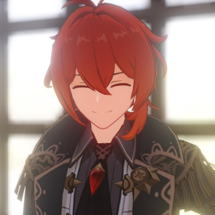 Diluc smiling